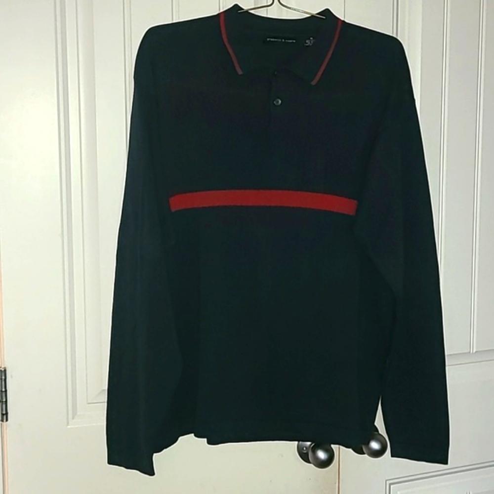 Prestwick & Moore,XL,100%cotton men's navy blue sweater.